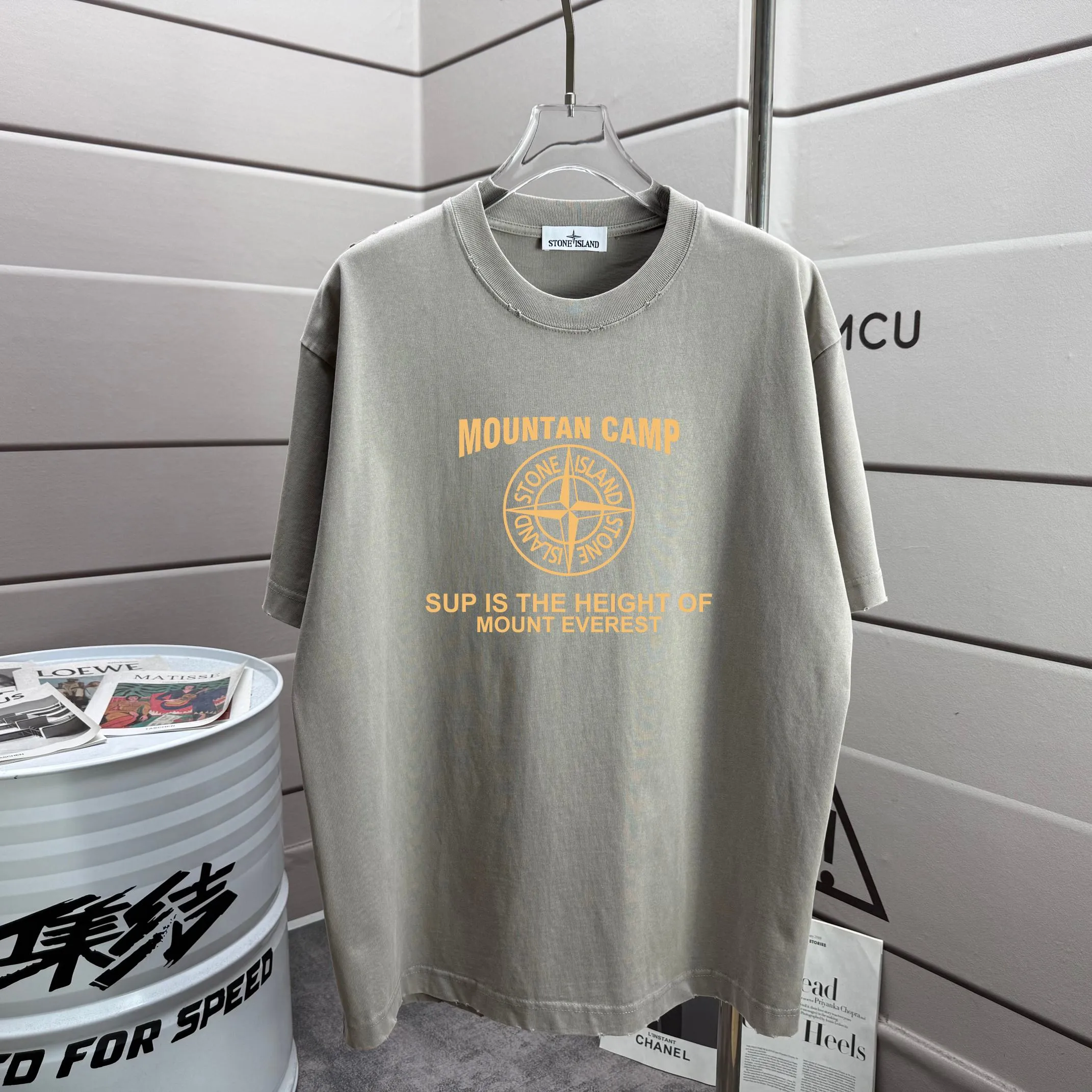 P160 Ston* islan* 石*岛 2025 autumn and winter new style, washed and worn 320g round neck short-sleeved tee, loose version for men and women, color: washed black, washed white, washed gray, washed brown gray Size: S M L XL XXL Size: S (90-130 catties) M (120-150 catties) L (140-165 catties) (160-180 catties) XXL (180-210 catties)